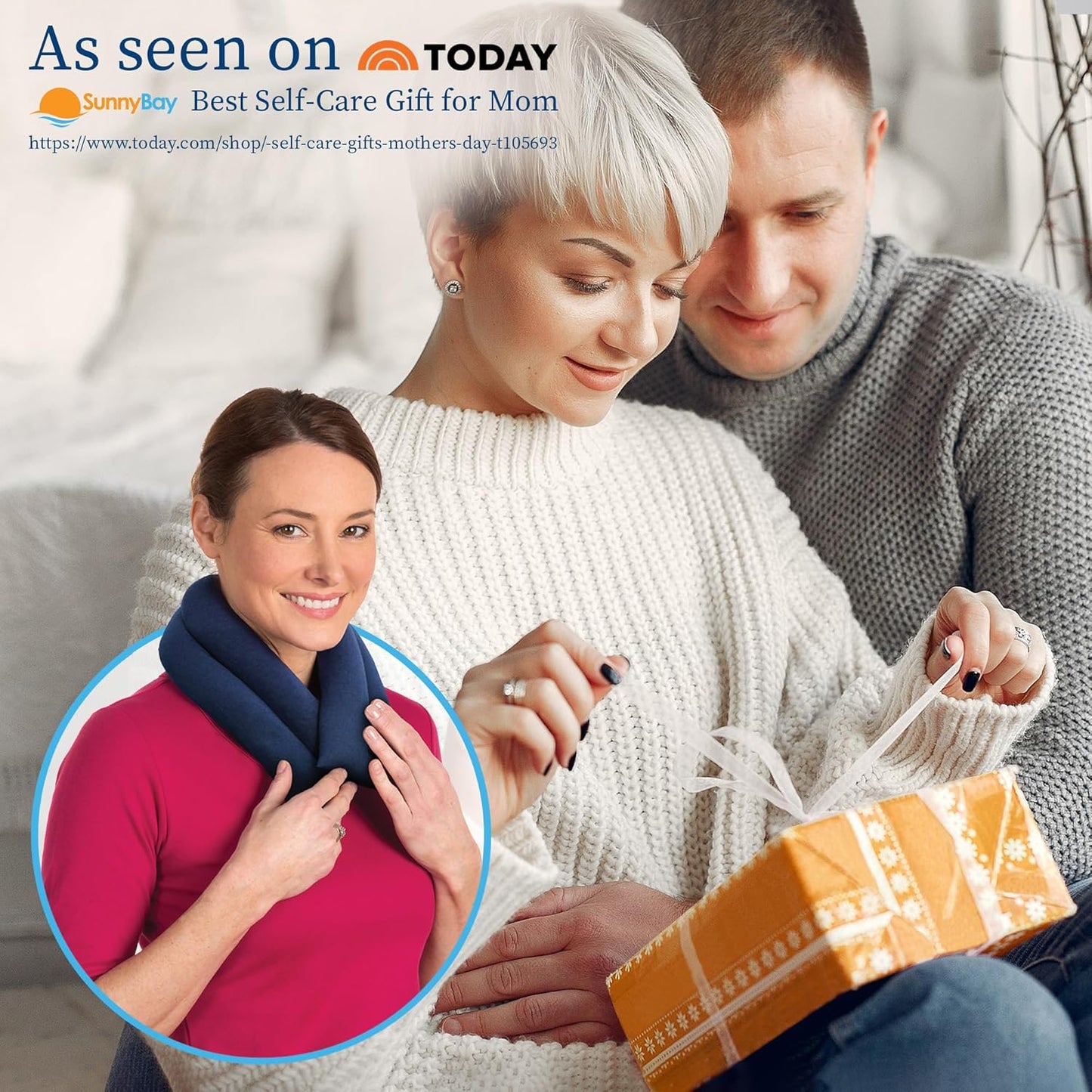 SunnyBay Microwavable Heating Pads, Microwavable Moist Heated Neck and Shoulder Wrap, Versatile Weighted Beanbag Cold Pack or Warm Compress, 2.2 lbs, 26x4 Inches, Navy Blue