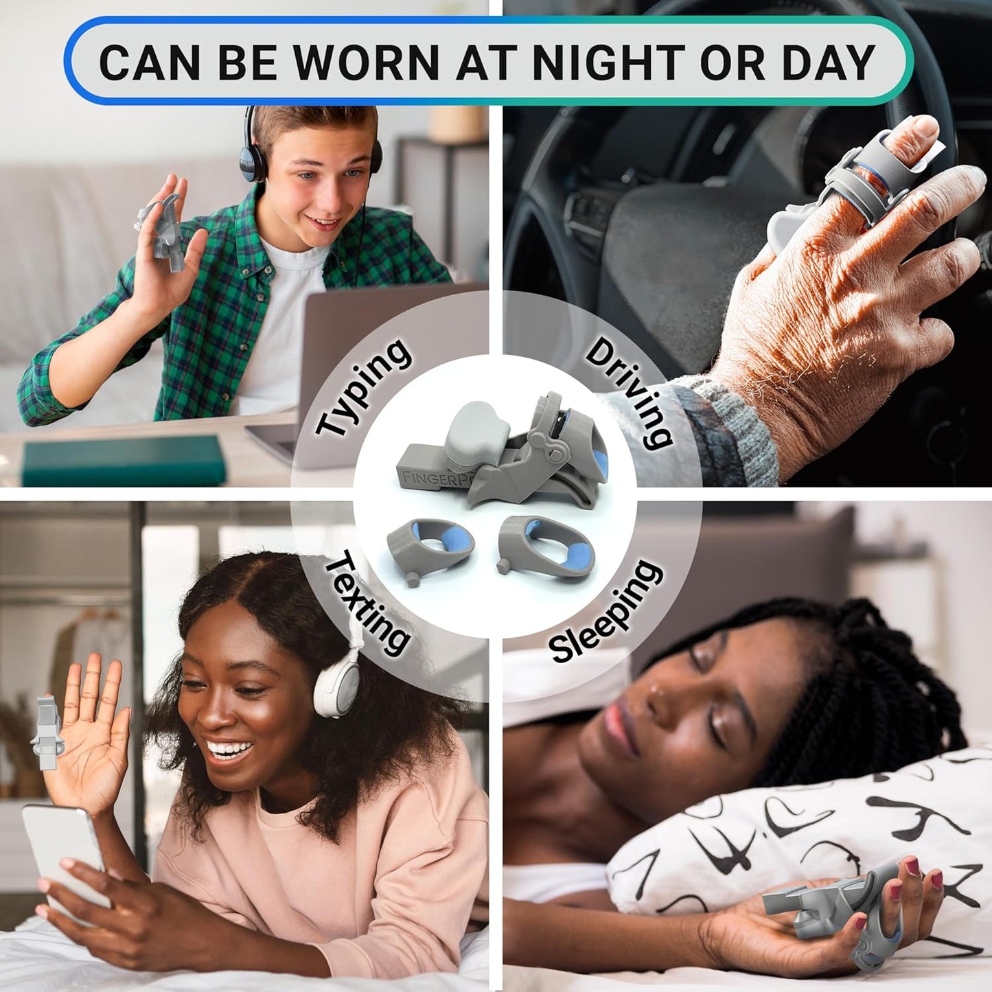 Finger Straightener | PIP Extension Orthosis/Splint For Bent Fingers, PIP Flexion Contractures | Adjustable Joint Stretcher Device | Made in USA | Blue/Large