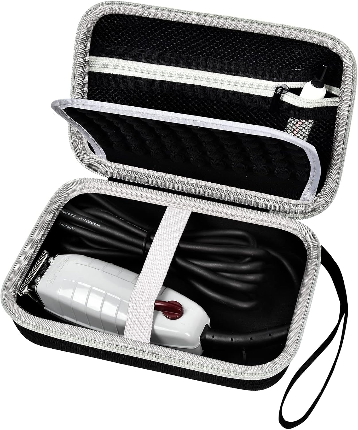 Case for Andis Professional T-Outliner Beard & Hair Trimmer, Model GTO 04780/04710/04603/04775, with Mesh Pocket for Attachment Set - Bag Only (Black+Black Inner)