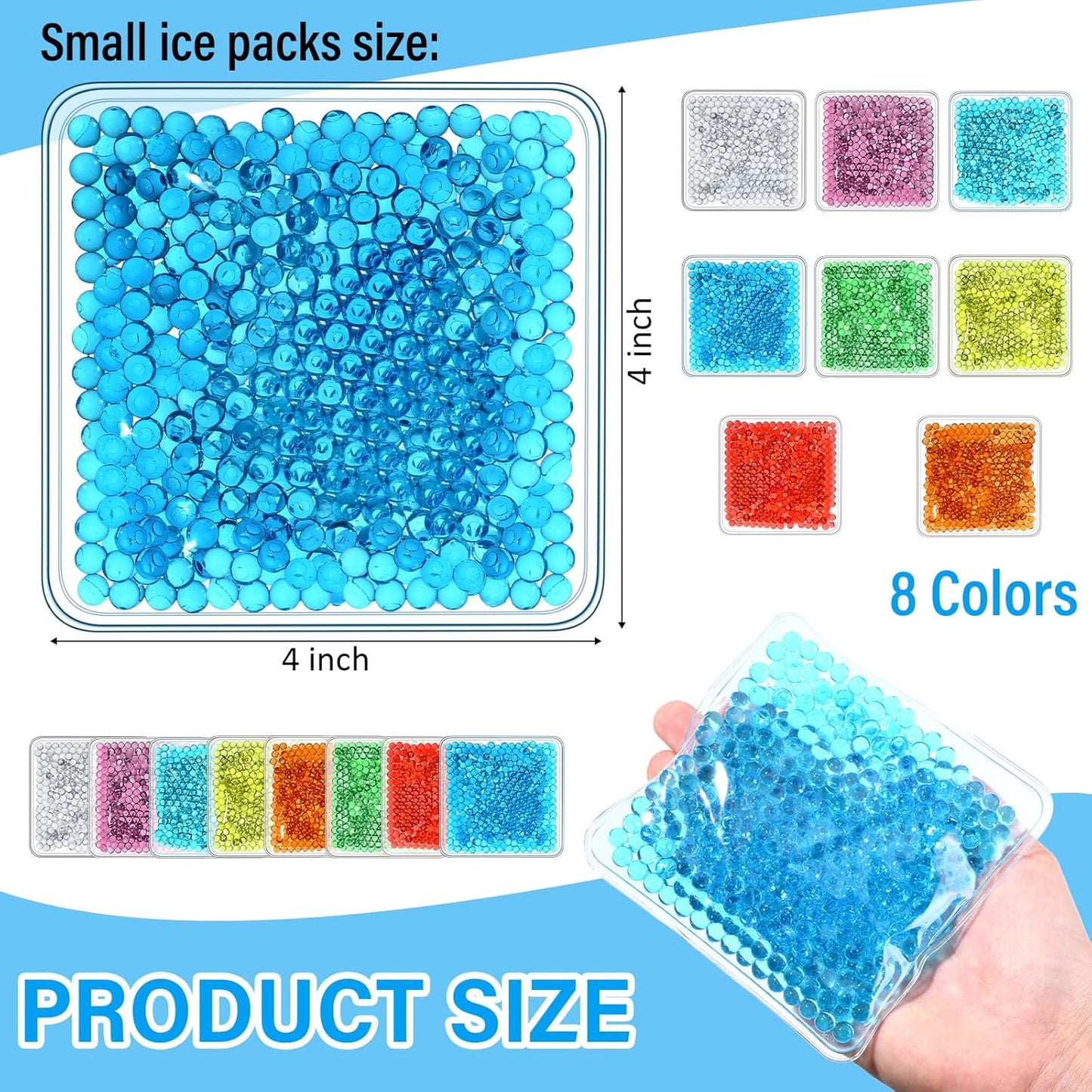 TrelaCo 72 Pack Small Gel Ice Packs Bulk for Injuries, Reusable Soft Cold Packs, Hot and Cold Gel Ice Pack, Mini Boo Boo Ice Packs for Breastfed Injury, Pain Relief, Headache, Tired Eyes