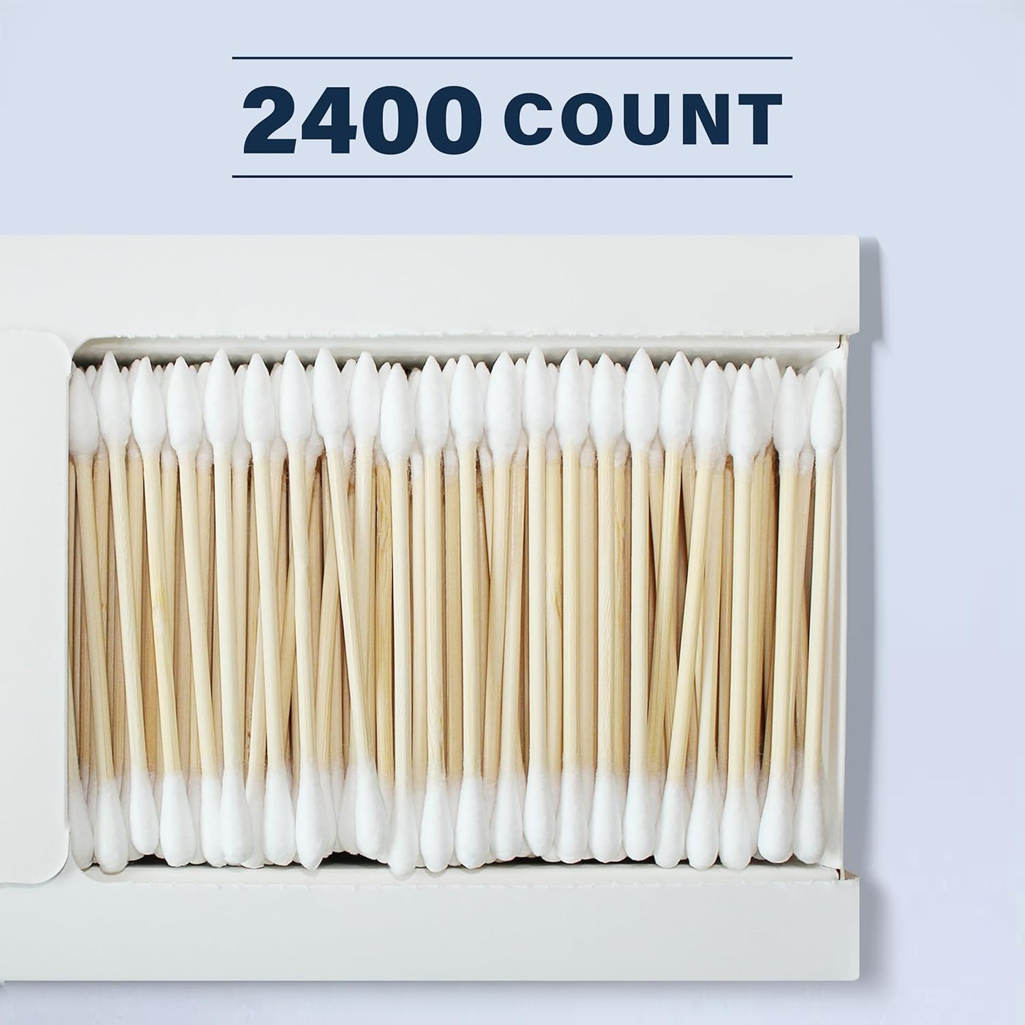 Bamboo Cotton Swabs 2400 Count/4 Box, One Pointed Tip and One Rounded Tip, Biodegradable Cotton Buds with Organic Bamboo Sticks, for Ear Wax Removal, Draw the Eyeliner, Nail Polish Touch-ups