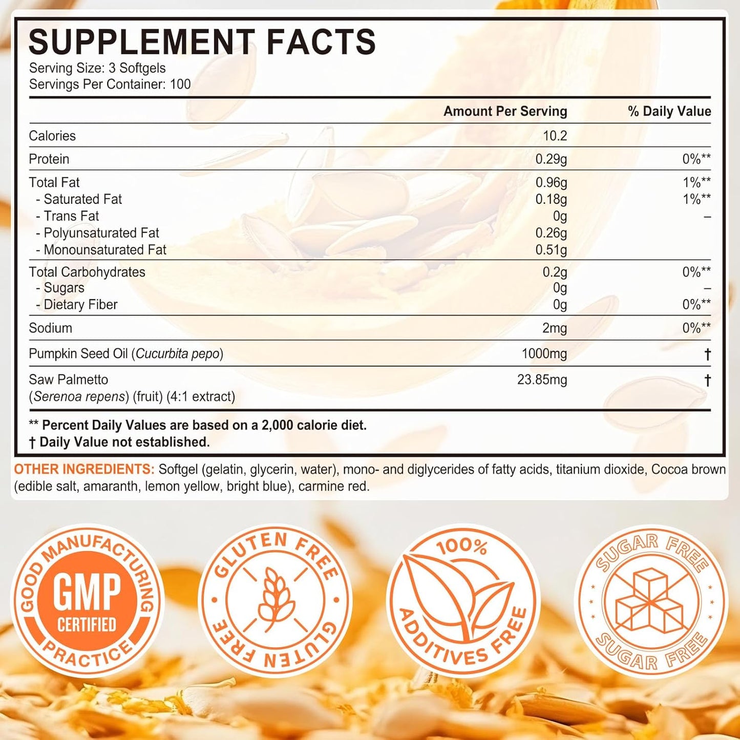 Pumpkin Seed Oil Capsules, 1000mg Per Serving, Cold-Pressed Extract, Essential Fatty Acids & Phytosterols, Non-GMO, Supports Hair Growth & Bladder & Prostate Health, 600 Softgels