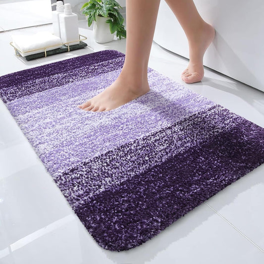 OLANLY Bathroom Rugs Mat 24x16, Extra Soft Absorbent Microfiber Bath Rugs, Rubber Backing, Quick Dry, Machine Washable Bath Mats for Bathroom Floor, Tub and Shower, Home Decor Accessories, Violet