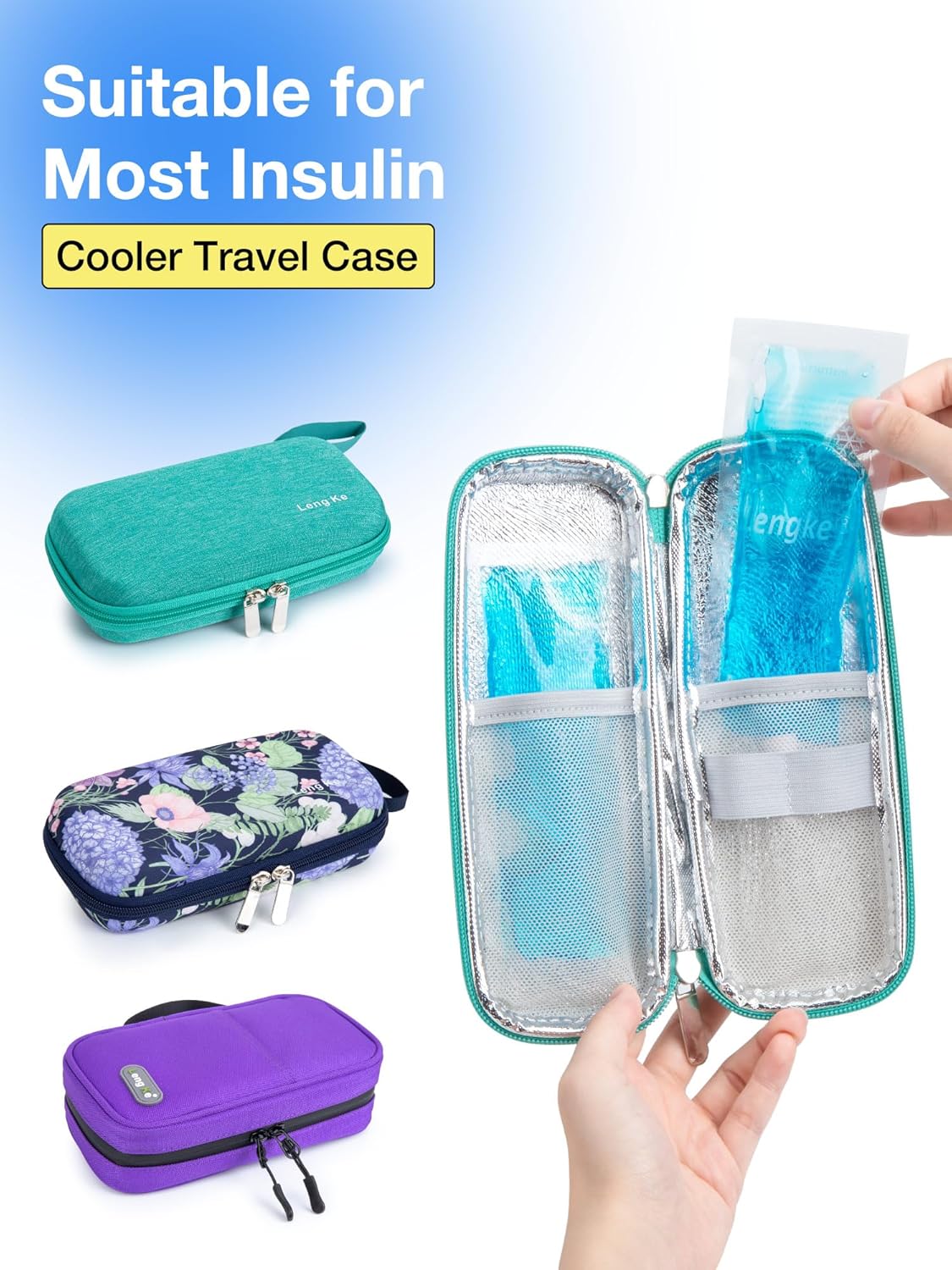 Leng Ke Ice Pack for Insulin Cooler Travel Case TSA Approved - Gel Ice Pack for Travel Medicine Organizer, Small Ice Packs for Diabetic Travel Case and Refrigerated Medicine Travel Case (2 Pack)