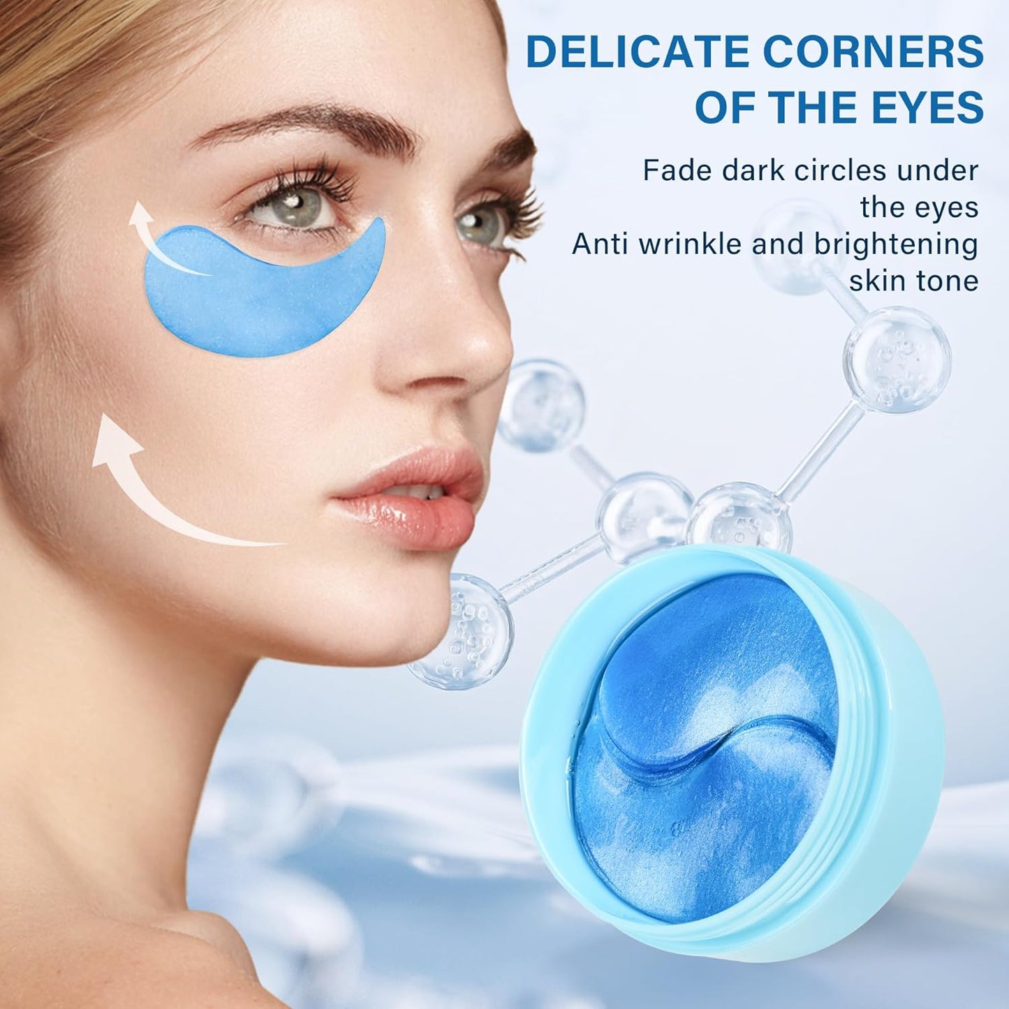 Under Eye Patches Masks - for Dark Circles, Puffy Eyes, Fine Lines, Wrinkles, Eye Bags Treatment with Collagen and Hyaluronic Acid, Moisturizing and Hydrating (60 Pcs)