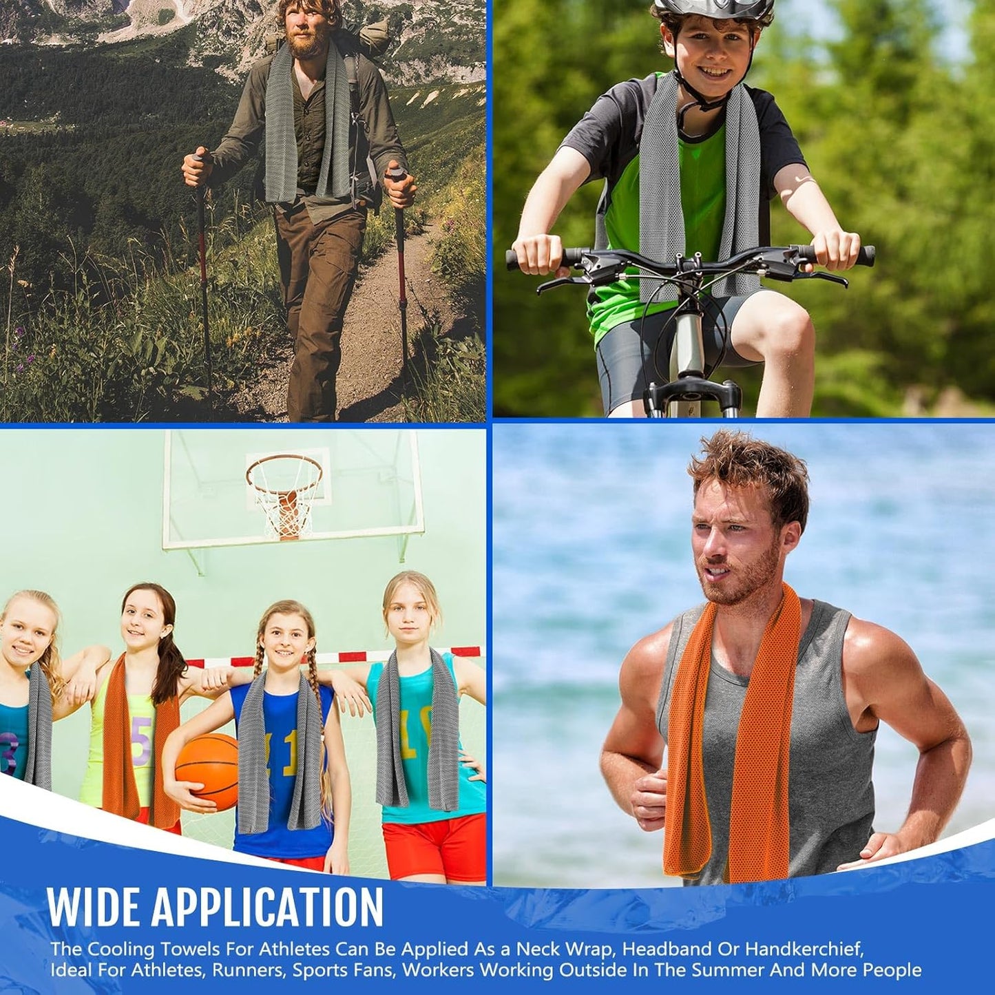 Hosuly 30 Pack Cooling Towels, 40"x12" Ice Breathable Soft Chilly Sweat Rag Microfiber Workout Rags for Gym Cooling Towels for Neck and Face for Yoga Golf Sport Running