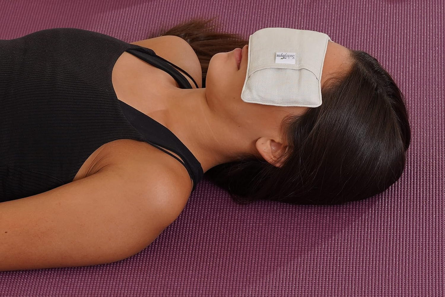 Organic Linen Eye Pillow - Lavender & Flaxseed for Relaxation, Yoga, Stress Relief - Microwavable Heating Pad & Cool Compress - Made in USA - Gifts for Meditation