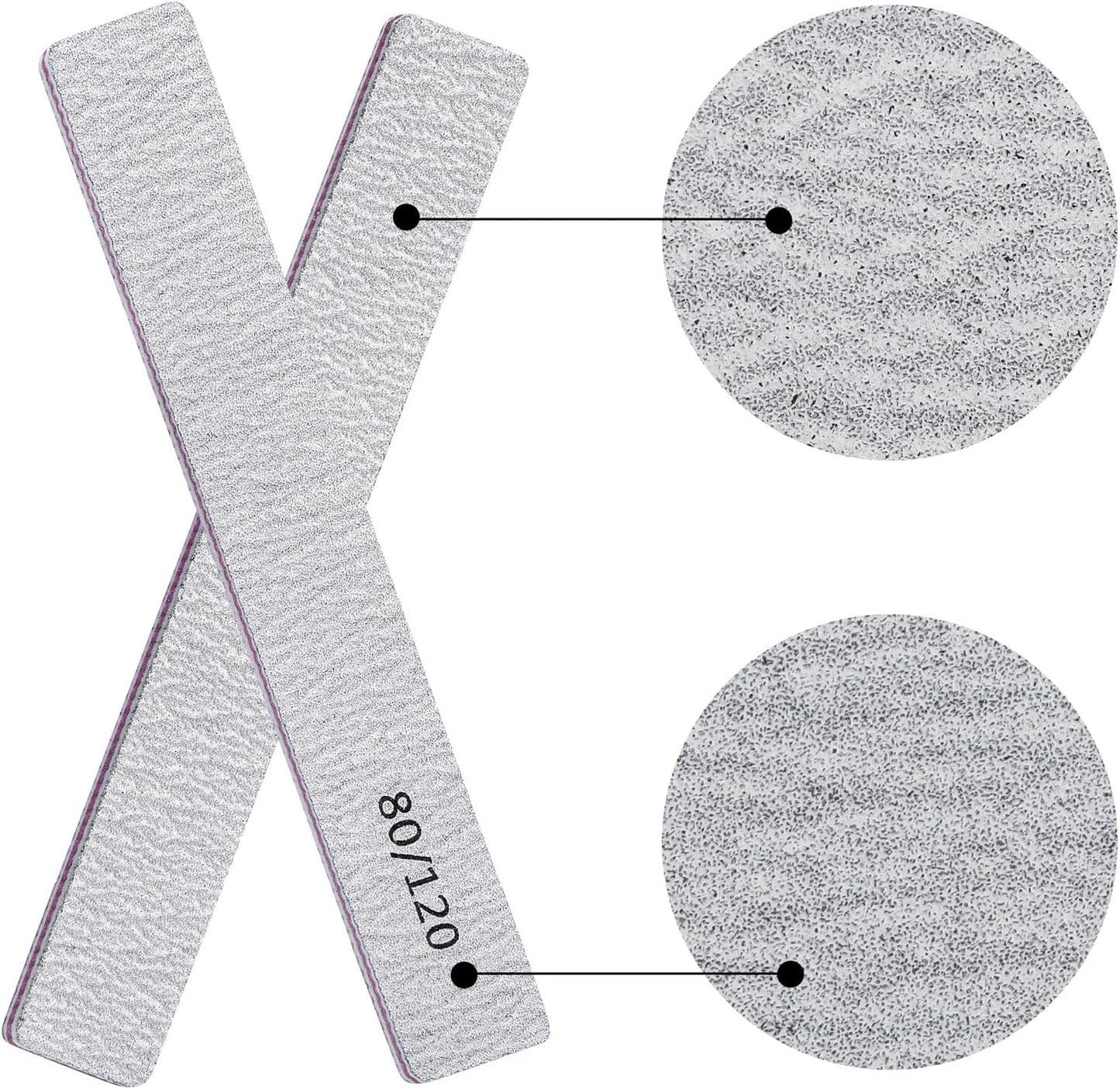 50 Pcs Nail Files for Acrylic Nails 80/120 Grit Double Sides Emery Boards Professional Nail Buffering Files