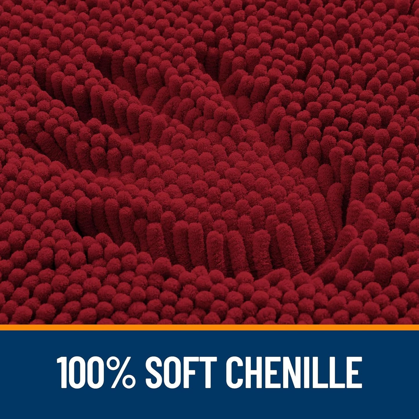 OLANLY Bathroom Rugs 47x17, Extra Soft Absorbent Chenille Bath Rugs, Rubber Backing Quick Dry, Machine Washable Bath Mats for Bathroom Floor, Tub and Shower, Home Decor Accessories, Red