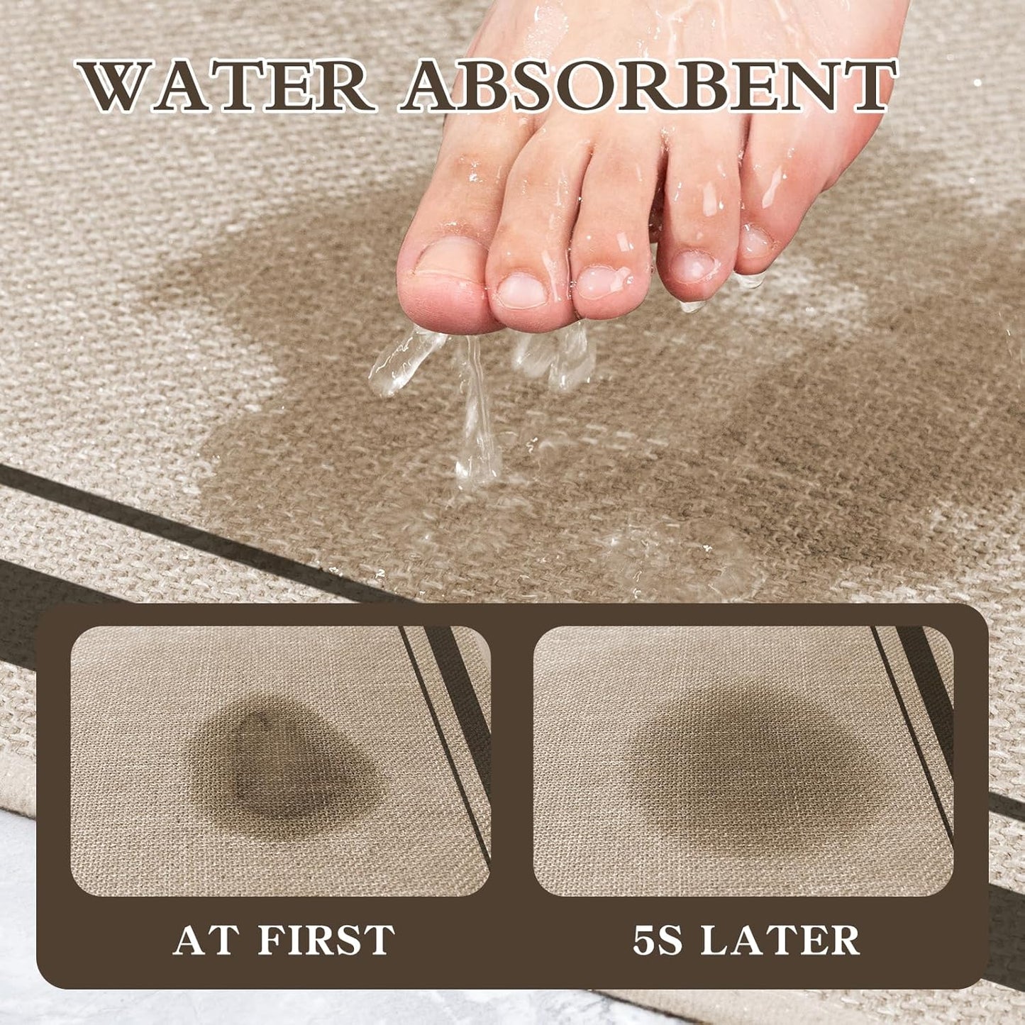 chakme Bathroom Rugs Mat 47x24, Ultra Thin Non Slip Bath Mat Large Quick Dry Absorbent Bath Mat for Bathroom Floor, (Light Beige, 47"x24")