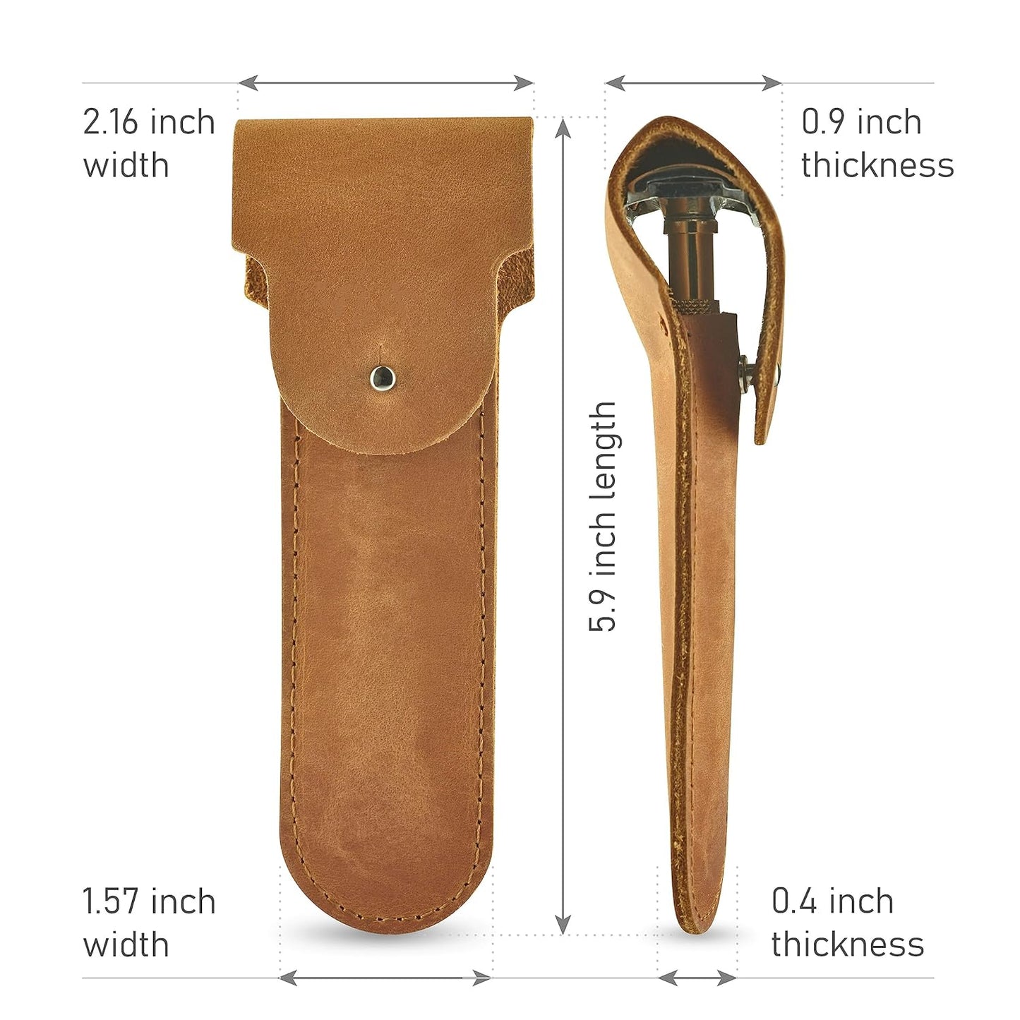 Safety Razor Head Protecting Leather Cover, Genuine Cowhide Leather Double Edge Safety Razor Case Accessories for Travel, Butterfly Razor Case, Soft Leather Double Edge Razor Case (Vintage Brown)