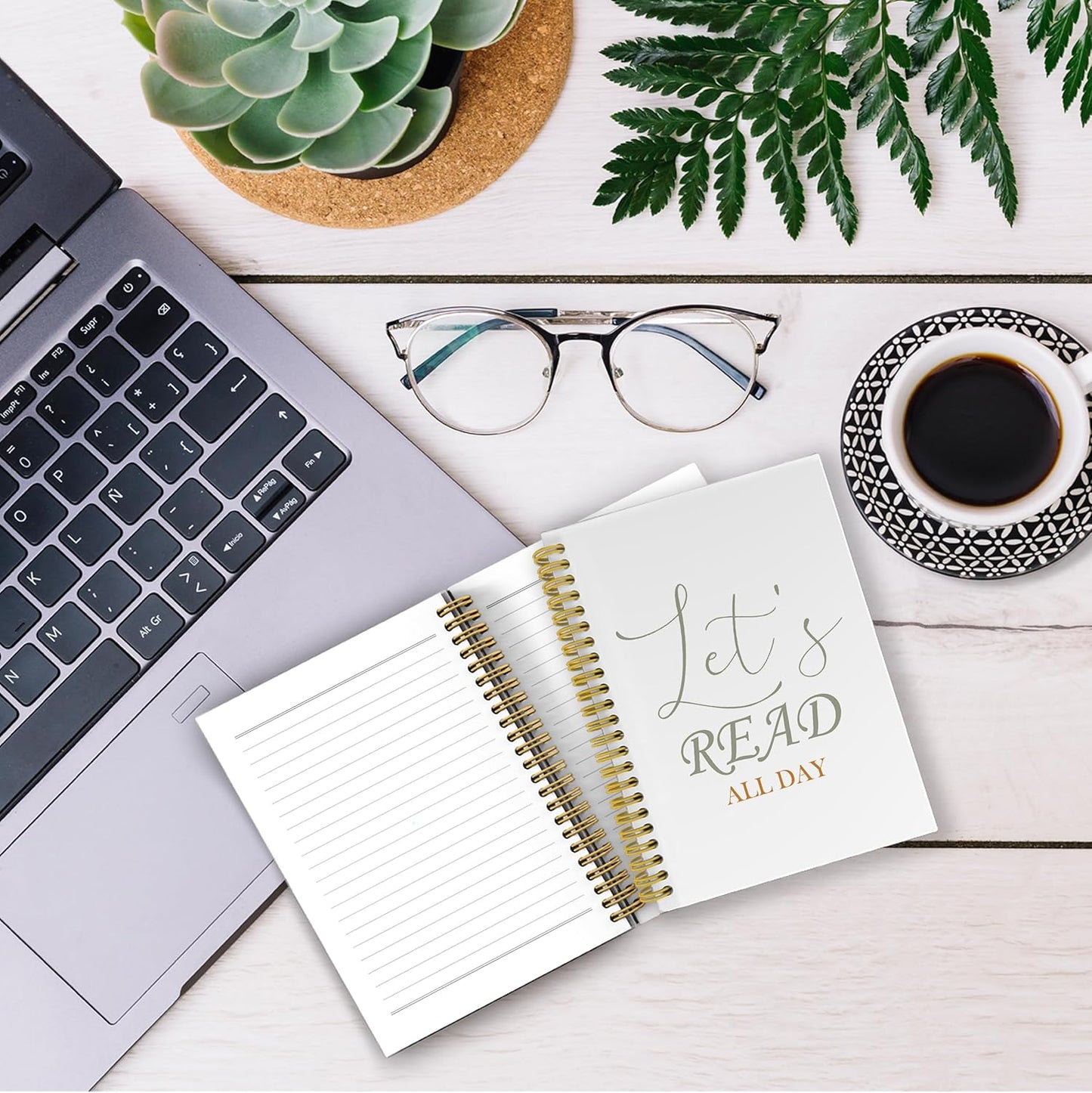 Let's Read Boho Notebook, Book Lovers Gifts, Reading Journal Notebook, Book Reading Journal for Book Lovers, Book Journal Reading Log, Spiral Notebook 5.5x8.3 with 164 Pages