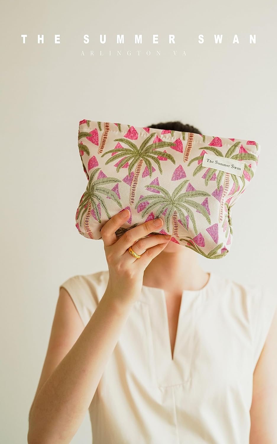 The Summer Swan | Large Aesthetic Makeup Bag | Floral Makeup Bag | Mid-day Clutch | Period Kit Bag | Hygiene Bag | Skincare Bag | Cute Makeup Bag