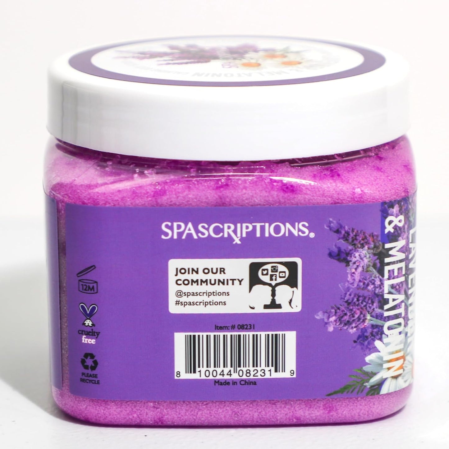 Spascriptions Lavender & Melatonin Calming Body Scrub with Chamomile For a Calmer & Softer-Looking Skin, Made to Smooth Exfoliate & REplenish the Skin, 21 oz.