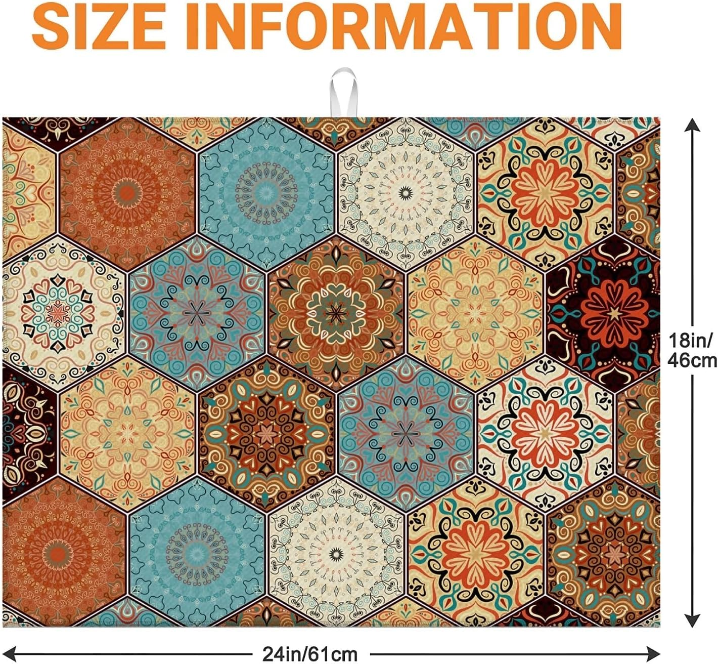 Dish Drying Mat For Kitchen Counter, Personalized Bohemian Microfiber Absorbent Dish Drainer Rack Pad Reusable Large 18x24in Drying Mat