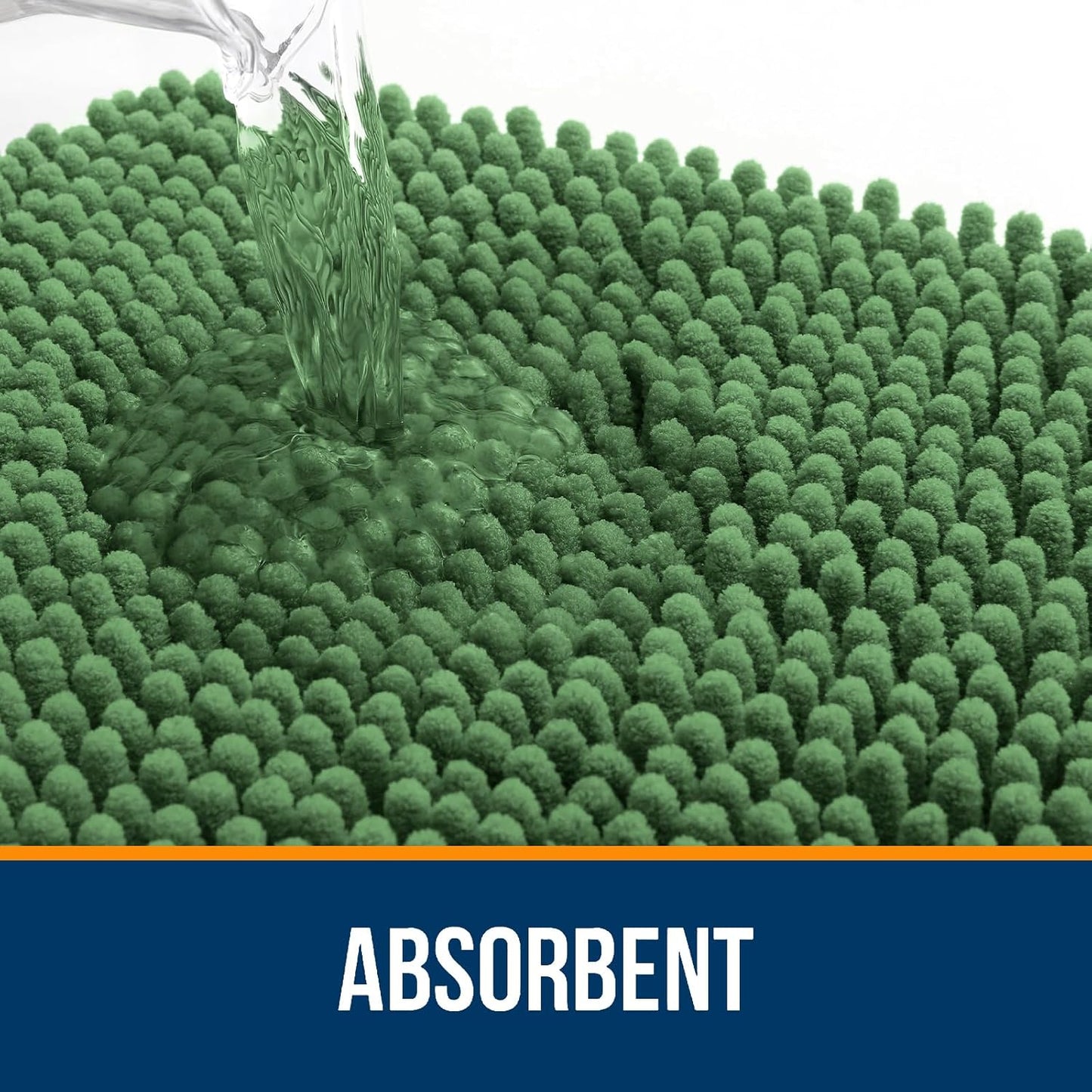 OLANLY Bathroom Rugs 59x24, Extra Soft Absorbent Chenille Bath Rugs, Rubber Backing Quick Dry, Machine Washable Bath Mats for Bathroom Floor, Tub and Shower, Home Decor Accessories, Olive Green