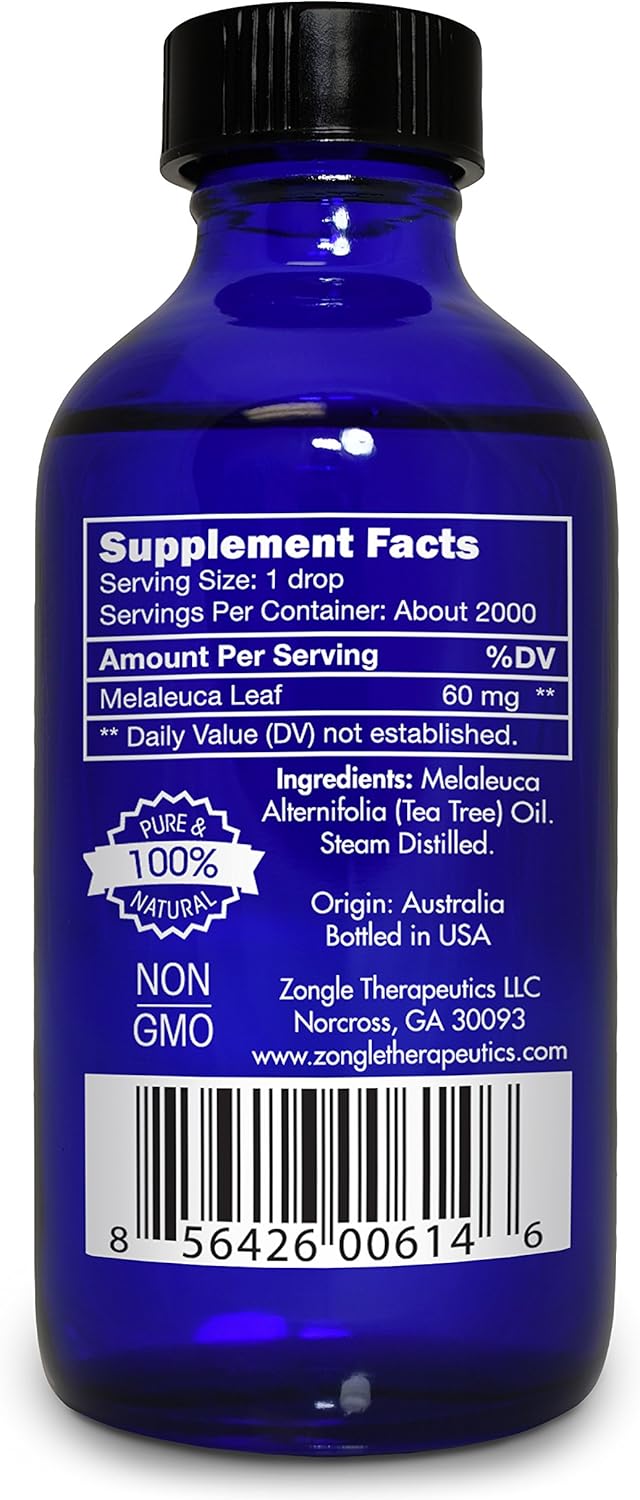 Tea Tree, Melaleuca, Oil, Food Grade – 100% Pure, Tea Tree Essential Oil, by Zongle Therapeutics, 4 OZ
