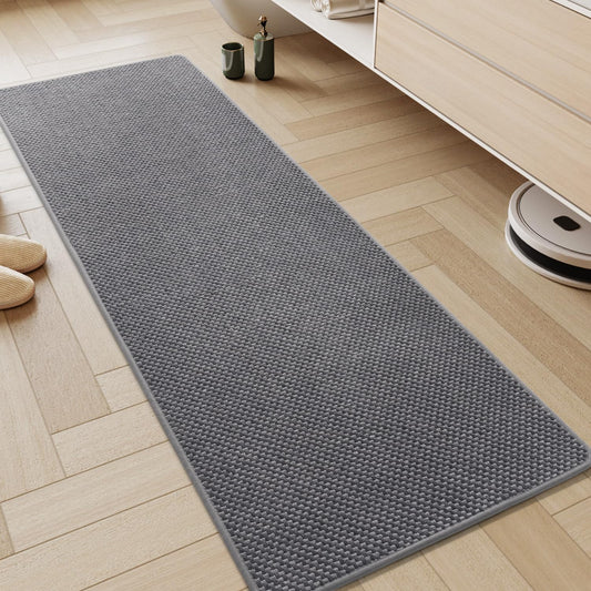 AMOAMI Chenille Bath Mat Super Absorbent Bathroom Mat Quick Dry Low Pile Bath Mats for Bathroom Washable Rubber Backed Bathroom Runners Fit Under Door, Front of Bathtub, Darkgrey&LIGHTGREY 24"x48"