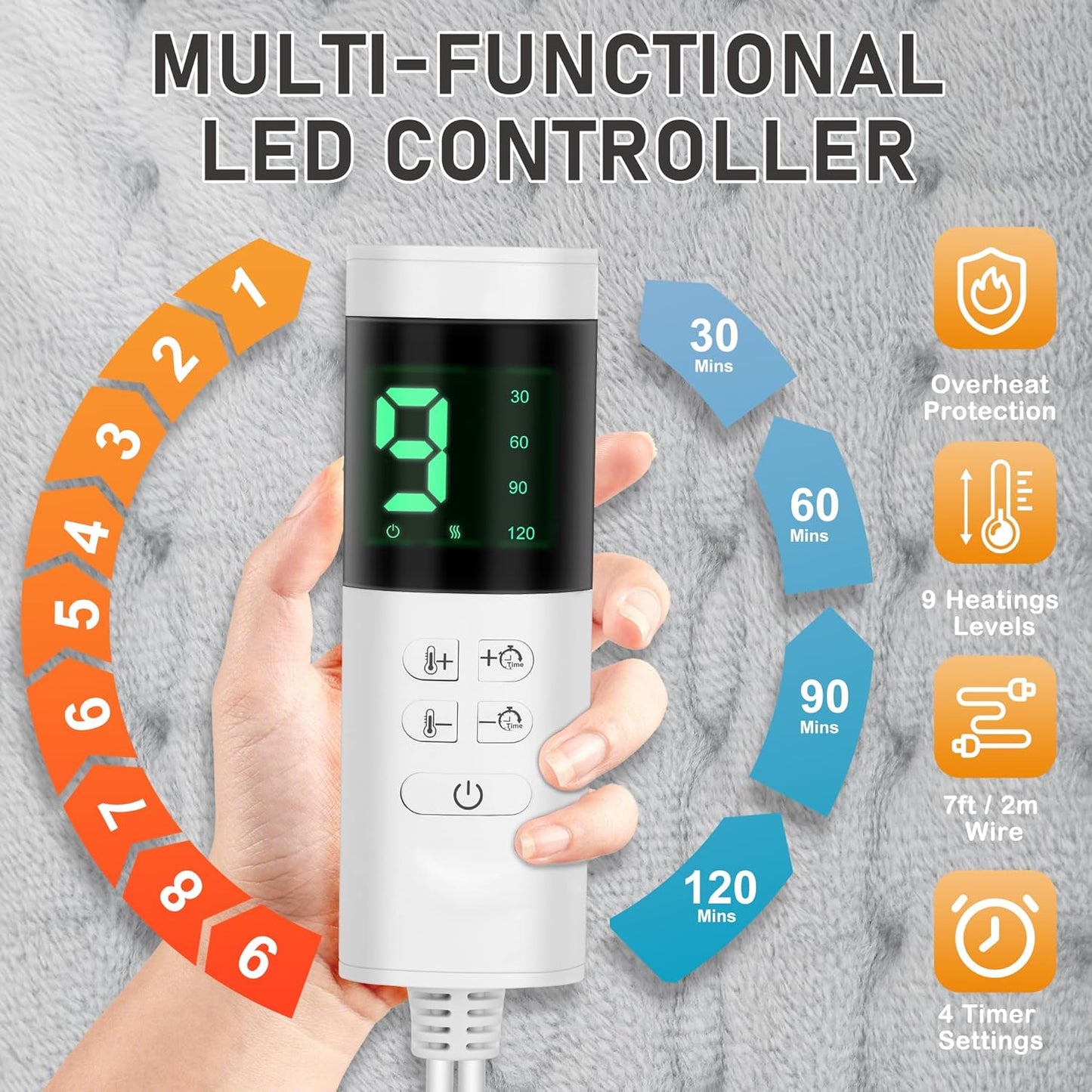 Large Heating Pad,OCSOSO Extra Large Heating Pad for Back Pain Relief Electric Heating for Period Cramps Knee Leg Pain Relief Moist/Dry Heat 10 Heat Setting (24"×12")