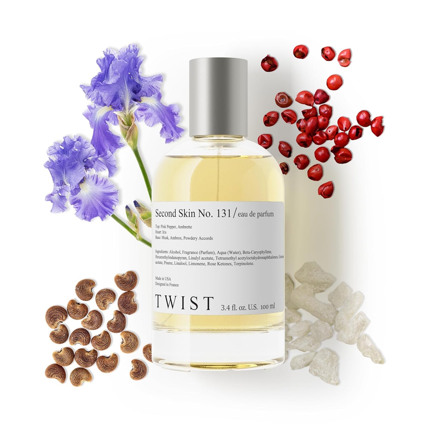 Twist Second Skin No. 131- Inspired by Gloss. You, Long-Lasting Perfume for Women, Vegan, Clean Ingredients, Wood & Powder Fragrance – Spray 100 ml | 3.4 fl. oz.