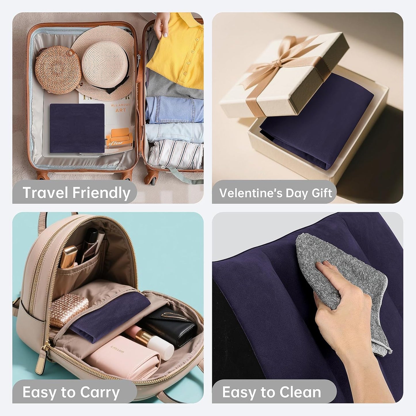 Portable Inflatable Wedge Pillow 2 Pack,Body Positioner for Sleep Support, Large 20in Adjustable Travel Pillow - Lightweight Bed/Leg Support Pillow, Fast Inflation, 2 Pack