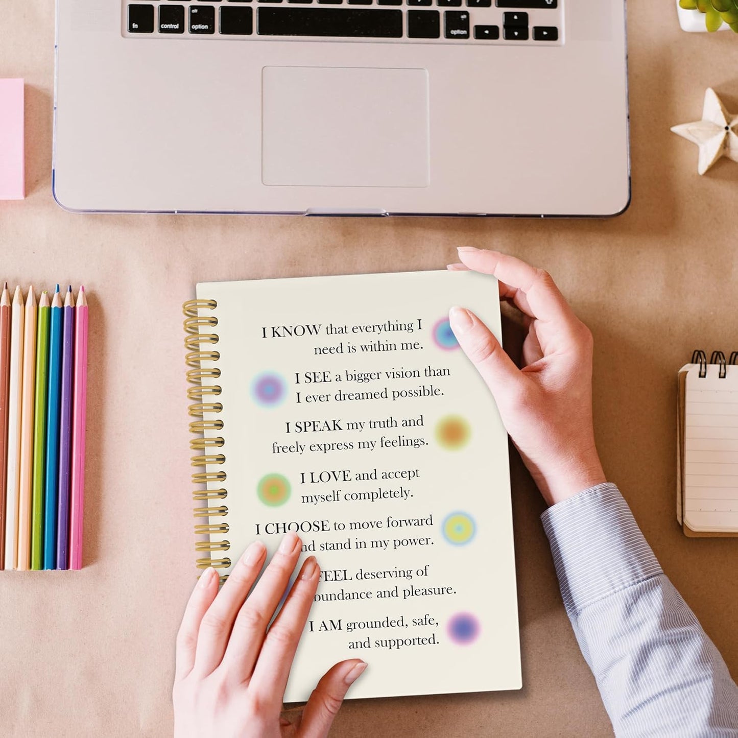 Inspirational Spiral Notebook, Motivational Journaling Notebooks for Note Taking, Preppy Aura Aesthetic Hardcover Journals for Women 160 Pages 5.5x8.3 Inch, Mental Health Gifts for Women