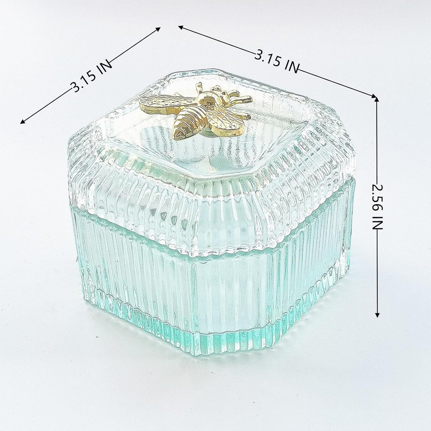 Body Powder Puff and Container - Glass Dusting Powder Container with Soft Puffs Vintage Powder Puff Case for Women & Girls (3.15x3.15x2.56 H IN) - GRB015-Light Green