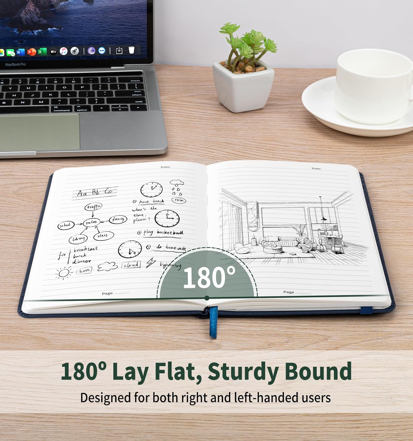 Lined Journal Notebook for Work, A5 Leather Notebook with Pen Sleeve, 100GSM/160 Pages Thick Paper, Daily Journals for Writing, School, Note Taking, Business, Travel, College Ruled