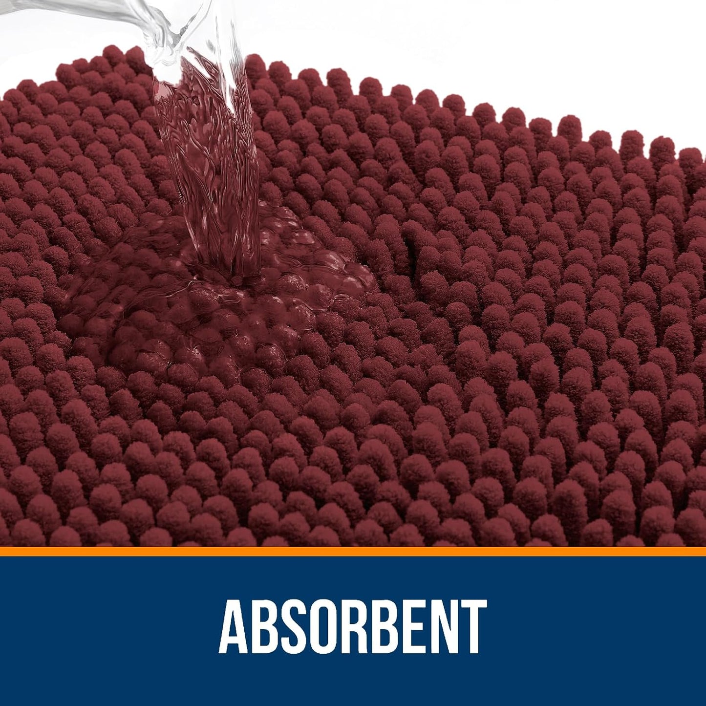 OLANLY Bathroom Rugs 36x24, Extra Soft Absorbent Chenille Bath Rugs, Rubber Backing Quick Dry, Machine Washable Bath Mats for Bathroom Floor, Tub and Shower, Home Decor Accessories, Andorra Red-Brown