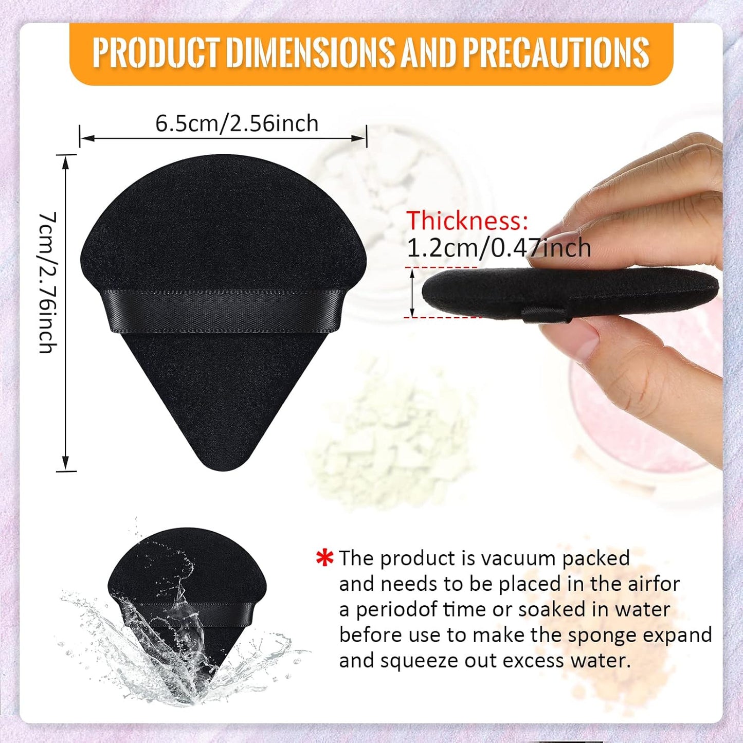 Meanplan 100 Pcs Powder Puff Face Soft Makeup Sponge Triangle Powder Puffs for Loose Velour Cosmetic Foundation Wet Dry Sponge Makeup Tools(Black)