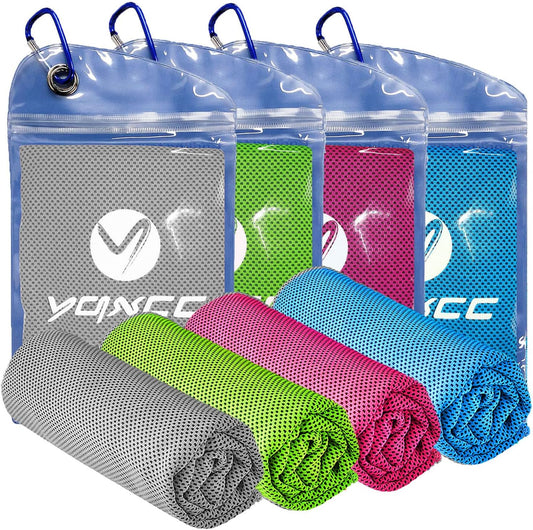 YQXCC 4 Pack Cooling Towels | 40"x12" | Cool for Neck and Face | Microfiber Soft Breathable Chilly | for Yoga, Sport, Golf, Gym, Camping, Running & More Activities