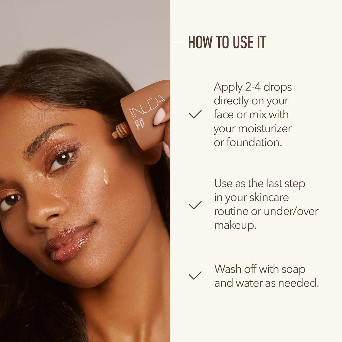 Nuda GlowDrops | Bronzing Squalene, Ginger, Lavender, & Moringa-Infused Face Bronzing Drops | Lightweight, Washable Bronzer Drops | Cruelty-Free, Paraben-Free, & Sulfate-Free Bronzing Serum, (30 mL)