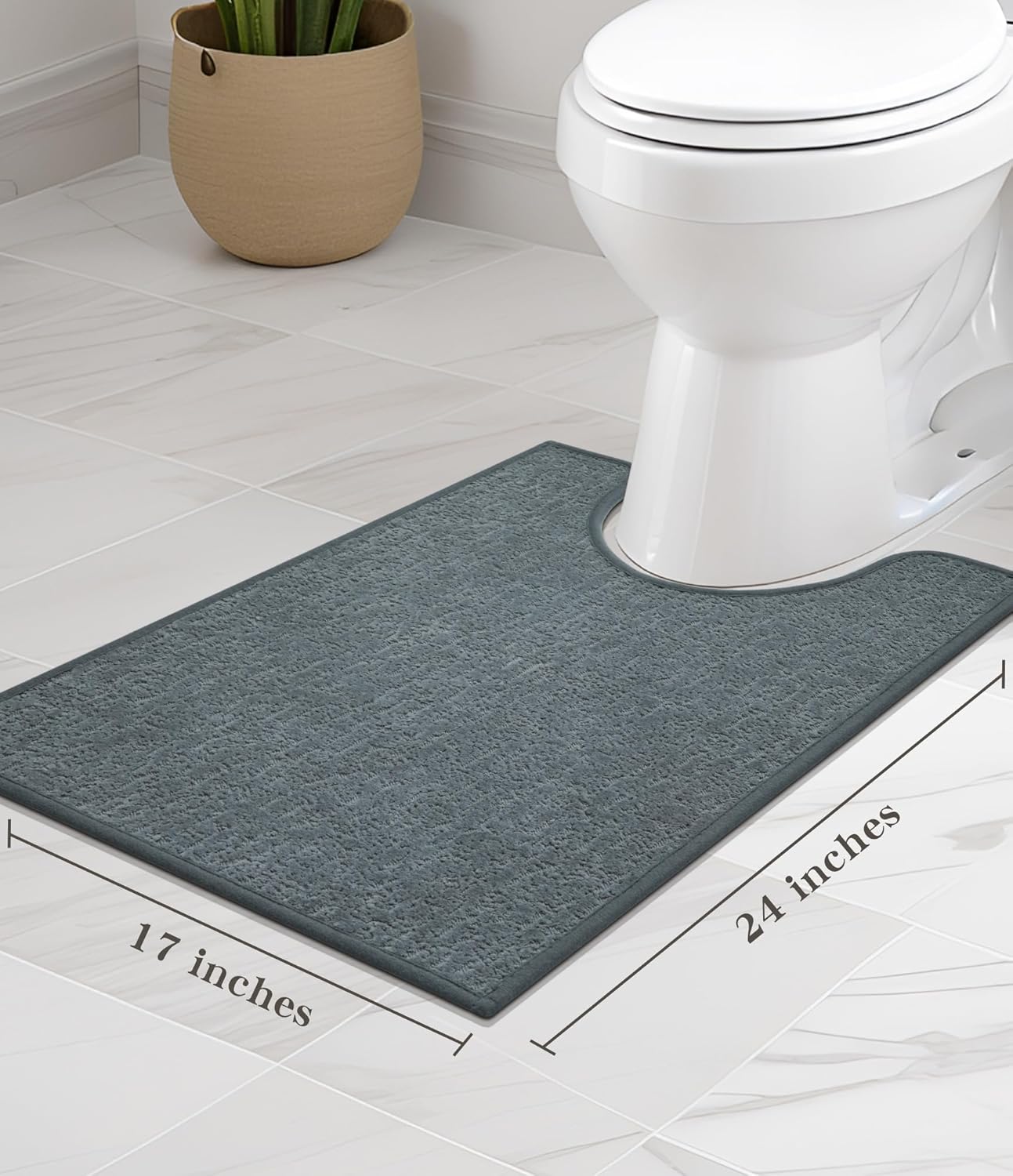 chakme Bathroom Rugs Mat U-Shaped 24x17, Ultra Thin Non Slip Bath Mat Small Quick Dry Absorbent Bath Mat for Bathroom Floor, (Light Blue, U-24"x17")