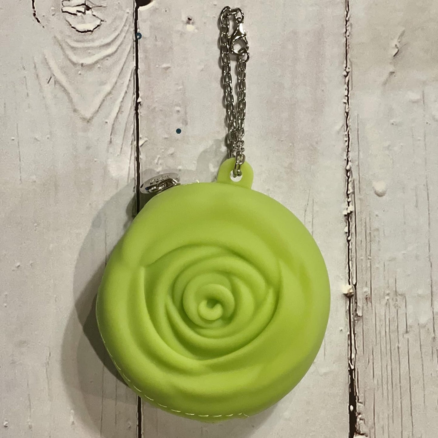 Menstrual Period Cup Case Storage Bag | Rose Design + Silicon Material | Easy to carry, clean, and use | Metal Chain attached | Multi-use for small items (Cup not included) Green