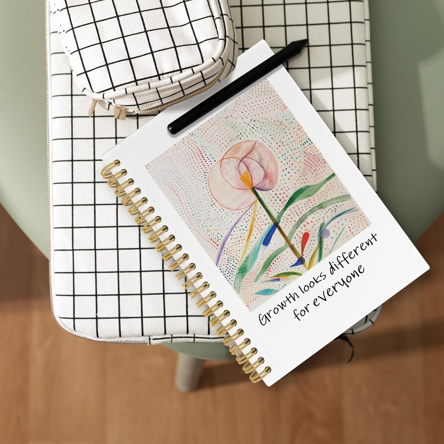 Mental Health Motivational Journal Notebook, Inspirational School Office Supplies for Students Coworker, Growth Looks Different for Everyone Hardcover Spiral Notebook 5.5x8.3 Inch