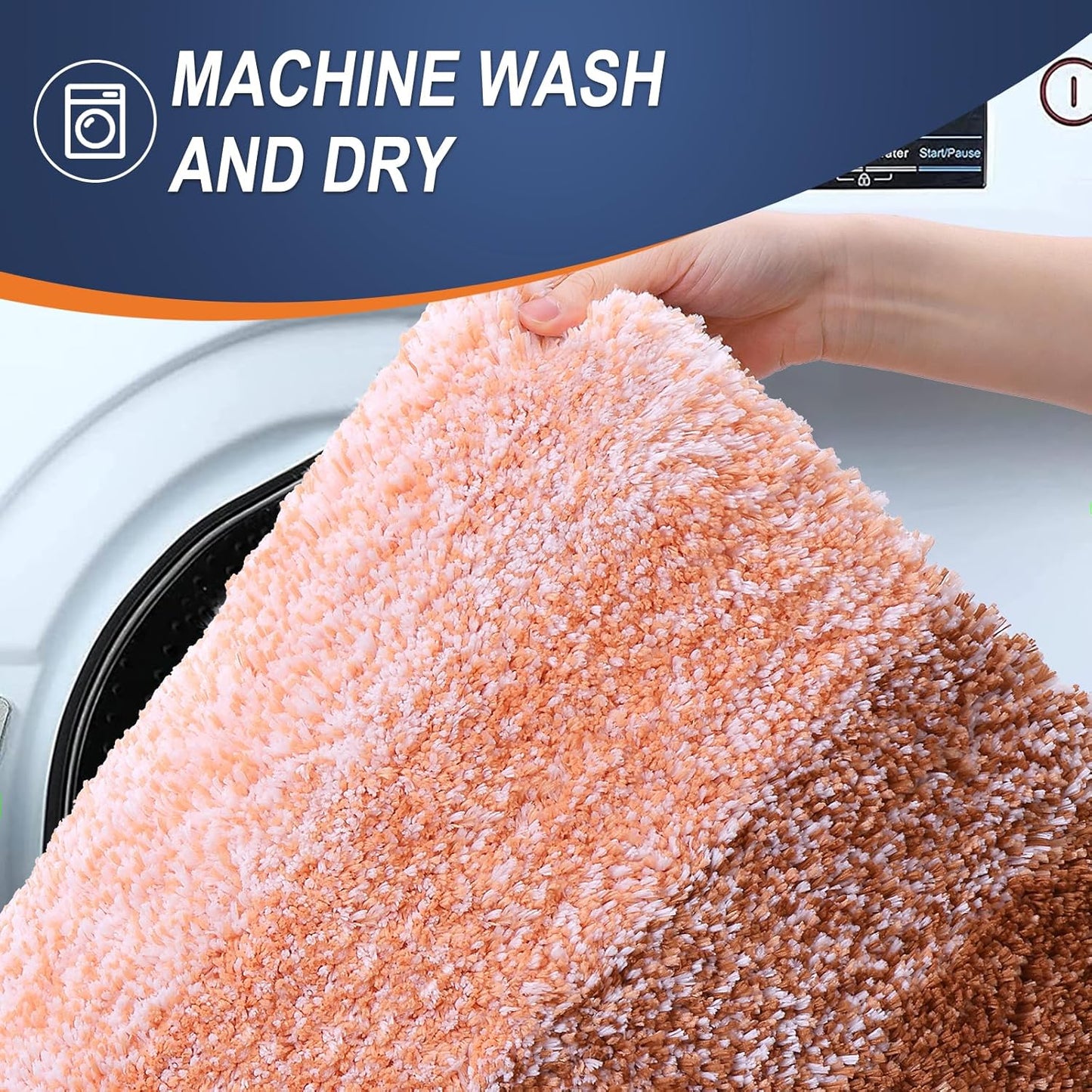 OLANLY Bathroom Rugs Mat 30x20, Extra Soft Absorbent Microfiber Bath Rugs, Rubber Backing, Quick Dry, Machine Washable Bath Mats for Bathroom Floor, Tub and Shower, Home Decor Accessories, Orange