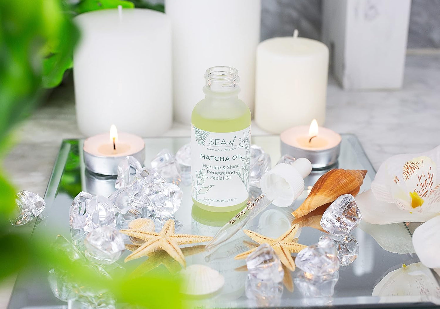 Sea-El Matcha Face Oil Skincare - Hydrating Glow Green Tea & Sea Kelp Facial Oil Blend - Calming & Deeply Penetrating Antioxidant-Rich Moisturizer for Women & Men, Vegan, All Skin Types - 1 Fl Oz