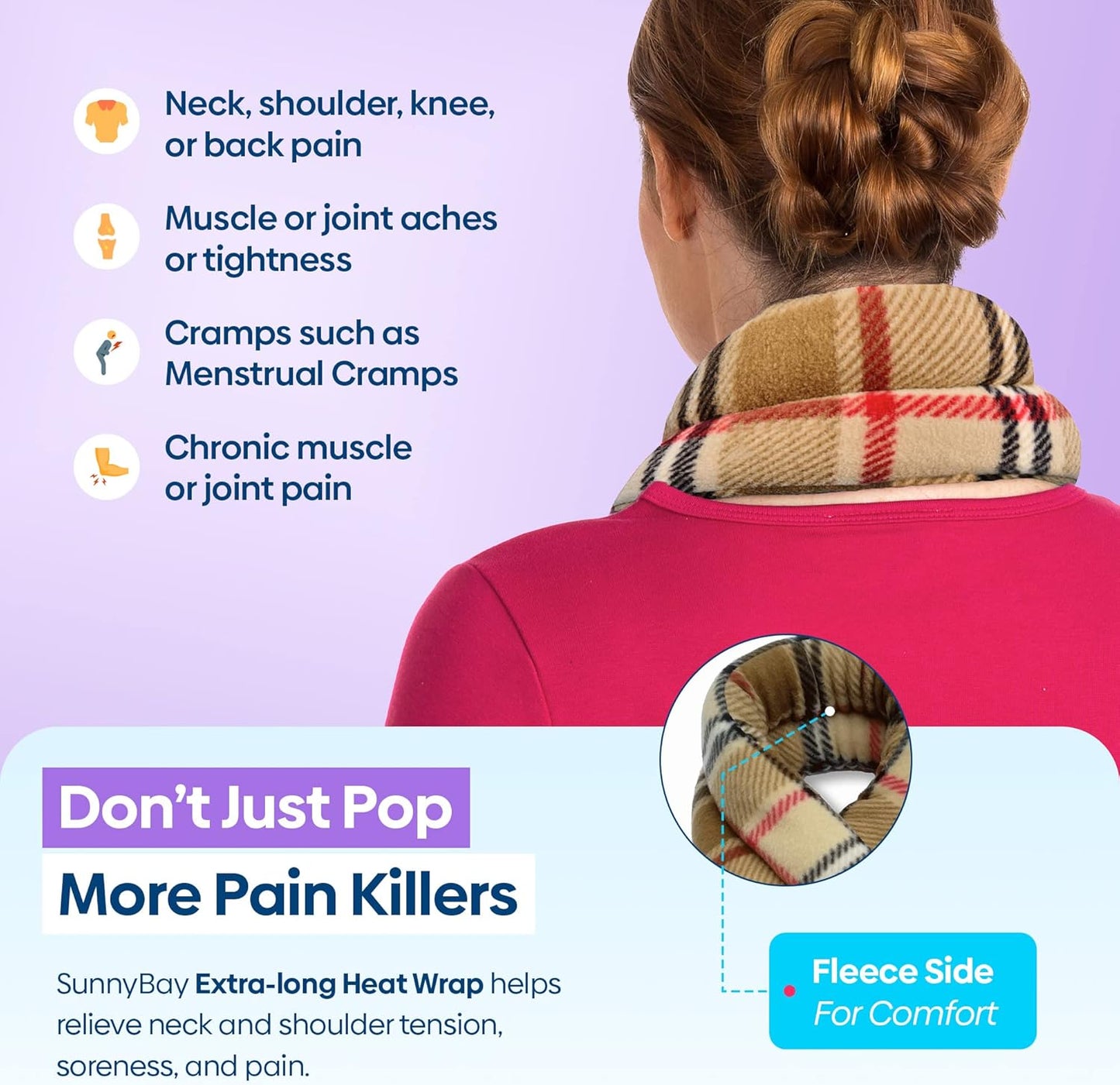 SunnyBay Microwave Heating Pad, Microwavable Heated Neck and Shoulder Wrap, Soothing Weighted Moist Heat or Ice Pack with Flaxseed and Lavender, 26x5 Inches, 2.5 lbs, Made in USA, London