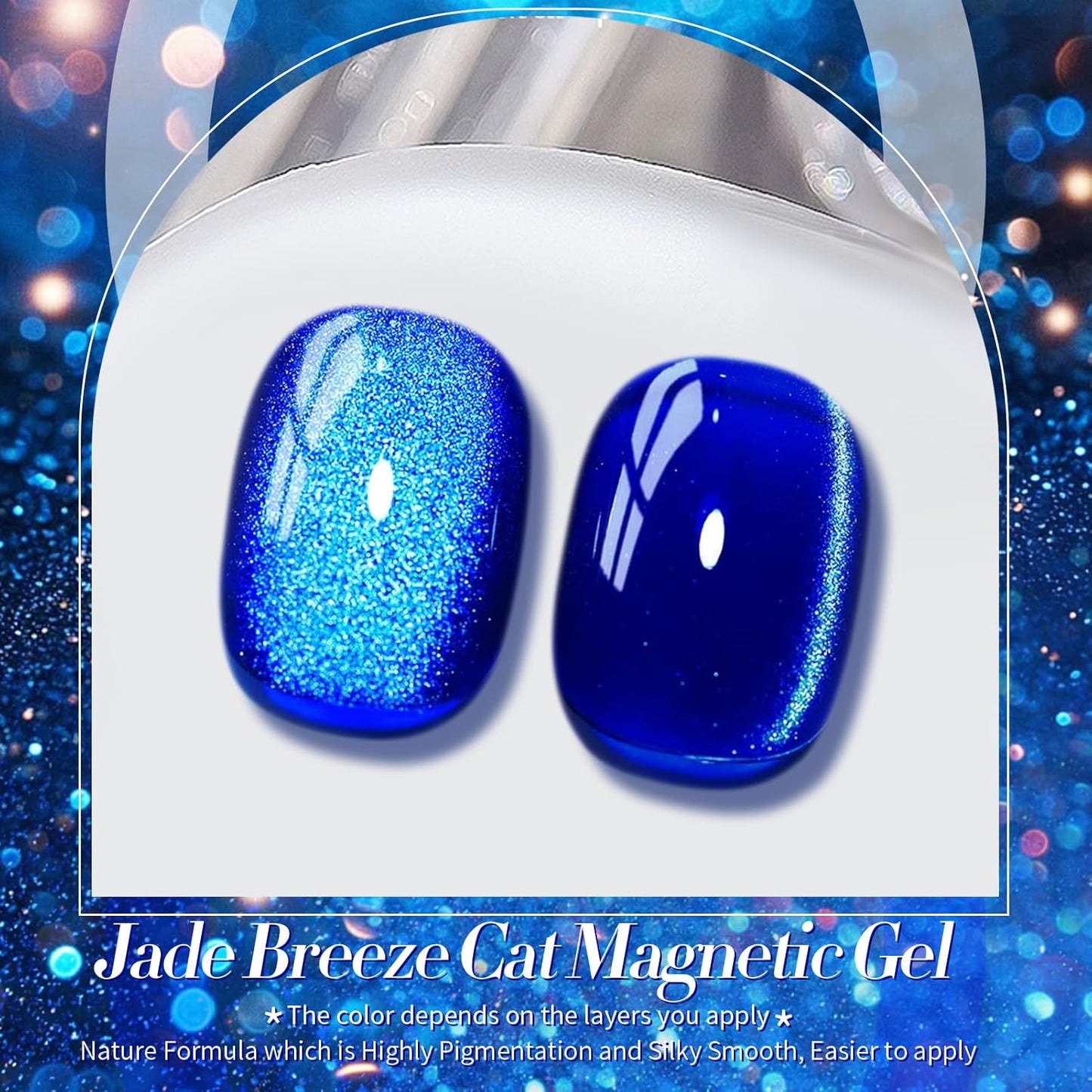 Born Pretty Cat Magnetic Eye Gel Nail Polish, Blue Ore Glitter Cat Magnetic Gel Nail Polish, Holographic Magnetic Nail Polish for Nail Art Manicure Salon DIY at Home 15ML