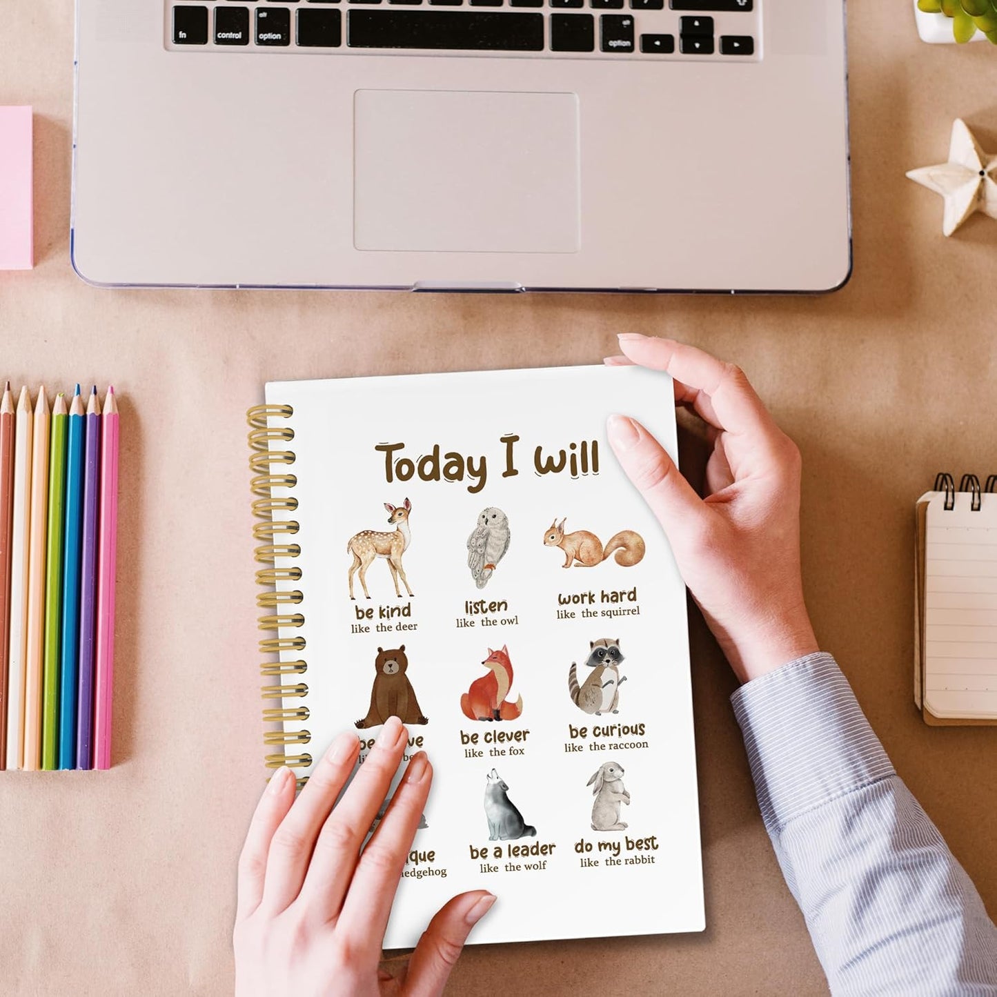 XPH Inspirational Animals Spiral Notebook, Motivational Journaling Notebooks for Note Taking, Animal Hardcover Journal for Writing 160 Pages 5.5 x 8.3 Inch, Positive Affirmation Gifts for Women Men