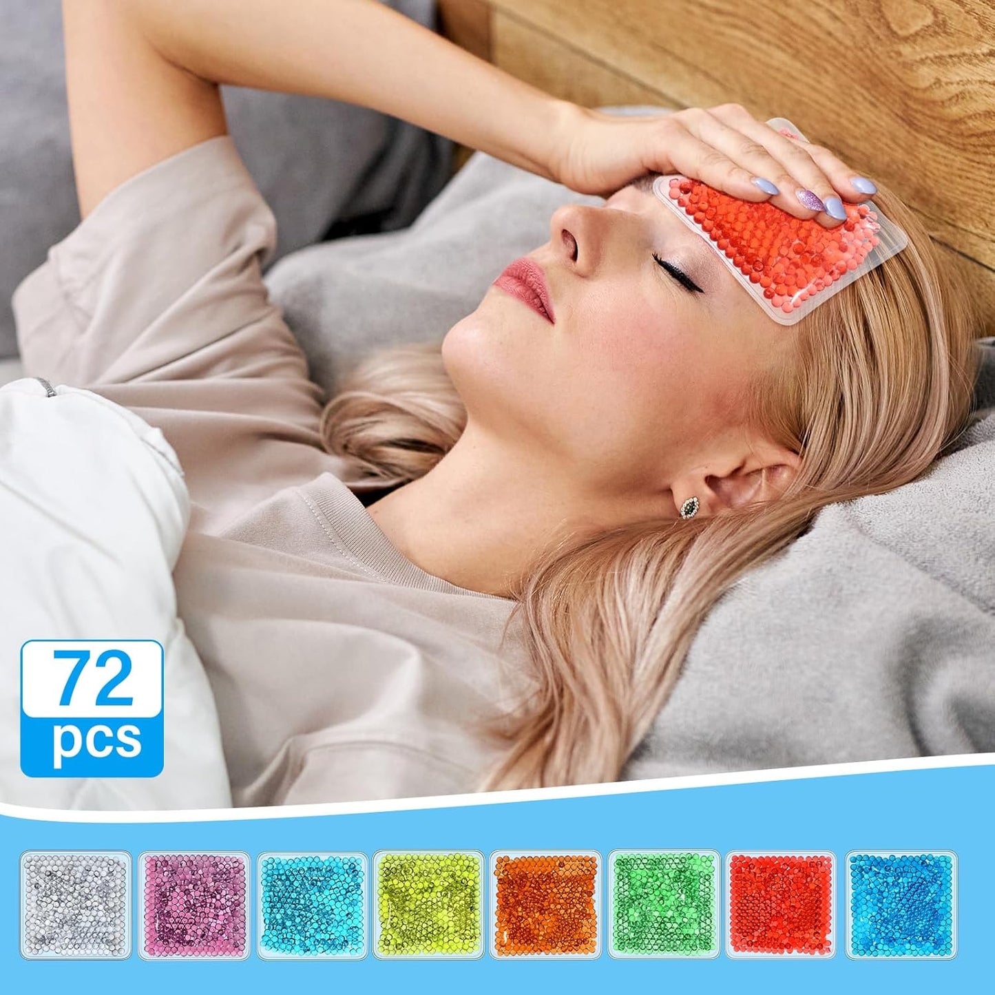 TrelaCo 72 Pack Small Gel Ice Packs Bulk for Injuries, Reusable Soft Cold Packs, Hot and Cold Gel Ice Pack, Mini Boo Boo Ice Packs for Breastfed Injury, Pain Relief, Headache, Tired Eyes