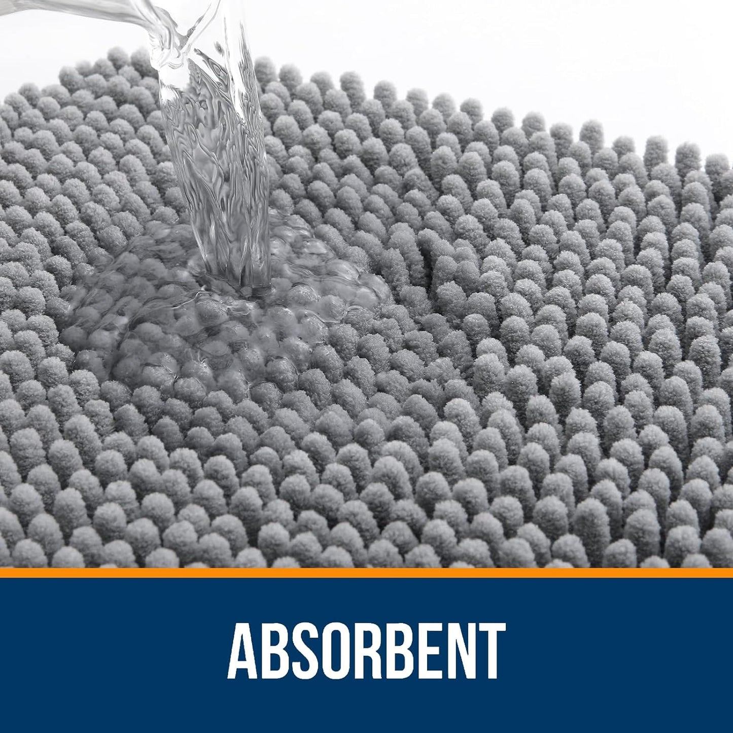 OLANLY Bathroom Rugs 36x24, Extra Soft Absorbent Chenille Bath Rugs, Rubber Backing Quick Dry, Machine Washable Bath Mats for Bathroom Floor, Tub and Shower, Home Decor Accessories, Grey