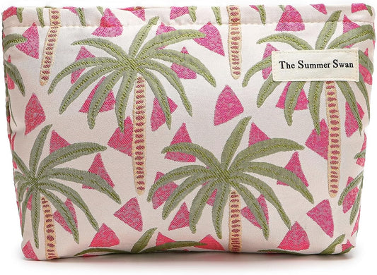 The Summer Swan | Large Aesthetic Makeup Bag | Floral Makeup Bag | Mid-day Clutch | Period Kit Bag | Hygiene Bag | Skincare Bag | Cute Makeup Bag