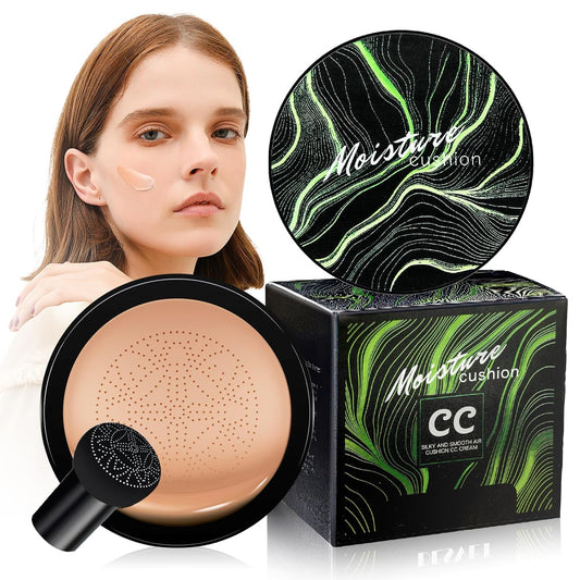 Mushroom Head Air Cushion CC Cream - Moisturizing BB Creams Foundation, Long-Lasting Waterproof New Air Cushion CC Cream Concealer for Even Skin Tone (Nude, 1 PCS)