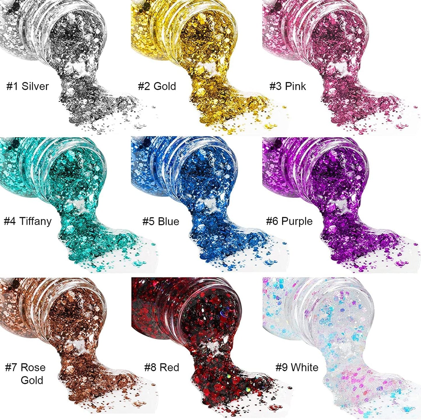 MAEPEOR Chunky Face Body Glitter Gel 19 Colors Mermaid Sequins Holographic Body Glitter Gel Long-Lasting Festival Makeup Glitter Paint for Face Body Hair Nails (30g, 06 Purple)