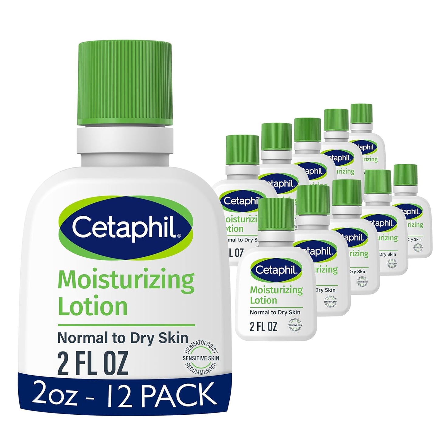 Cetaphil Face & Body Moisturizer, Hydrating Moisturizing Lotion for Normal to Dry Skin, Suitable for Sensitive Skin, 2 oz Pack of 12, Fragrance Free, Hypoallergenic, Non-Comedogenic