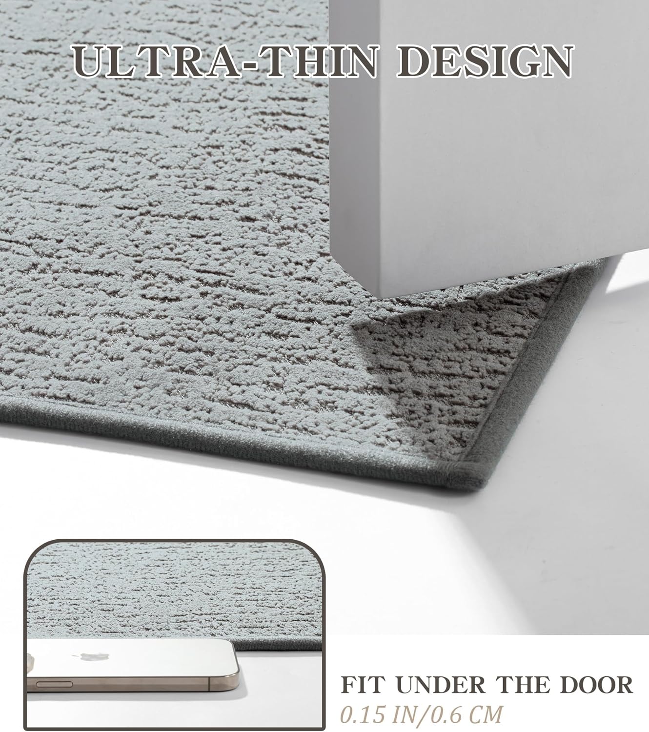 chakme Bathroom Rugs Mat U-Shaped 24x17, Ultra Thin Non Slip Bath Mat Small Quick Dry Absorbent Bath Mat for Bathroom Floor, (Light Grey, U-24"x17")