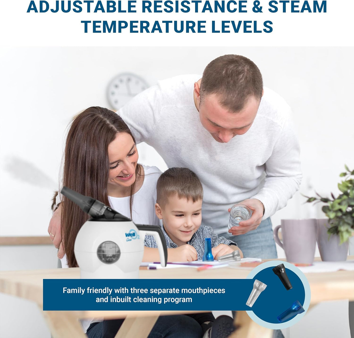 Breathing Trainer with Warm Steam Intake – WellO2, The Only Gym and Spa for Lungs - Adjustable Lung Trainer - Open, Cleanse and Strengthen Lungs