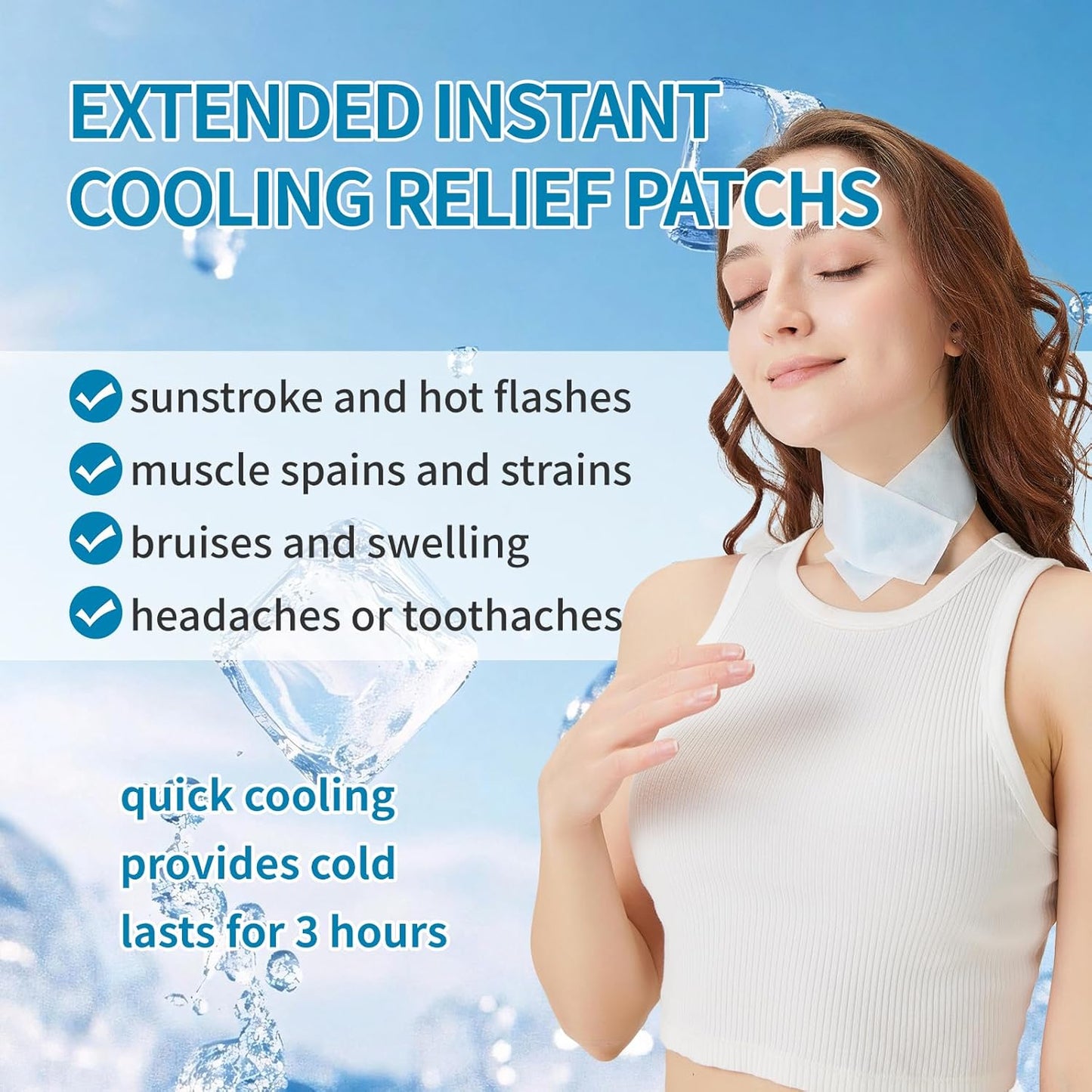 Instant Cooling Ice Packs for Outdoor Activities Summer Heat Relief - Large Disposable Cooling Patches for Neck Body, Camping Hiking Sports, Instant Temperature Drop 10 Pack
