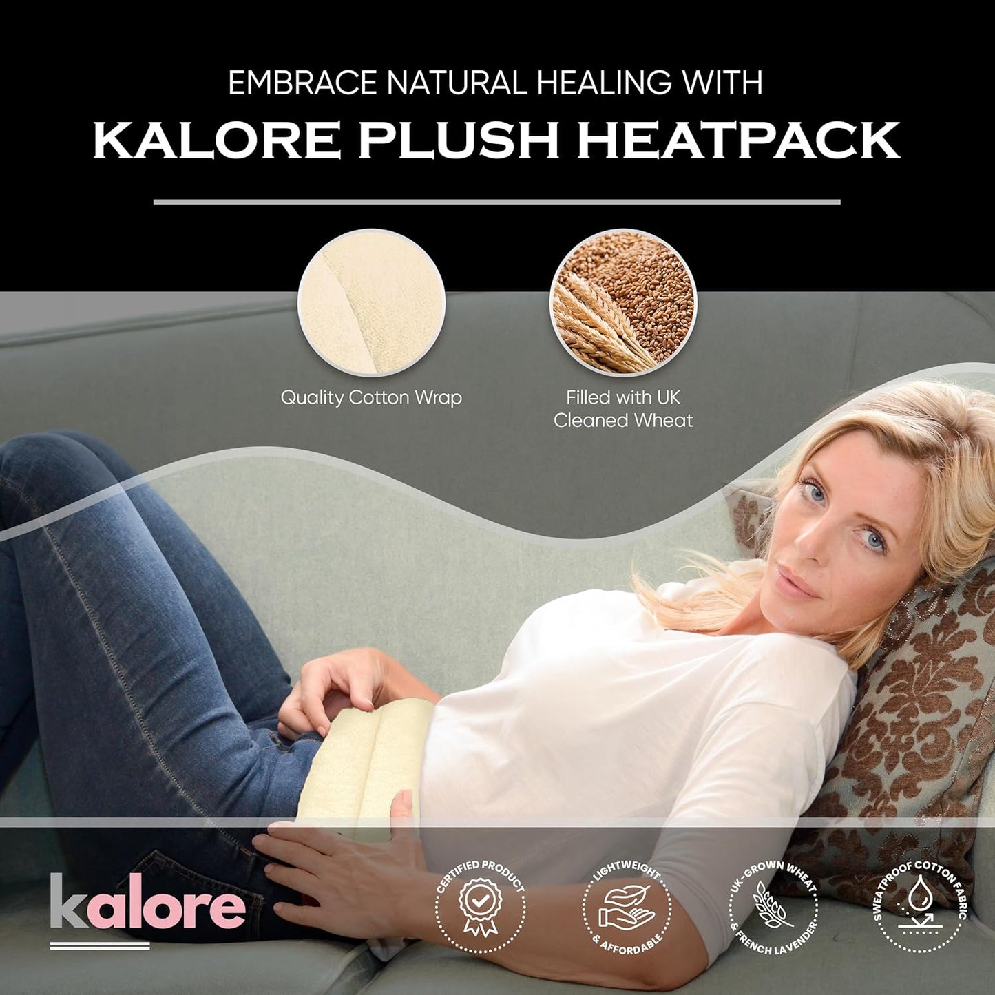 Microwavable Heating Pads for Winter Warmth, Back, Stomach & Head Comfort – Kalore Neck Wrap with Velboa Faux Fur Cover – Even Heat Distribution Hot Compress Bag – Wheat Heat Pad – Unscented – Cream